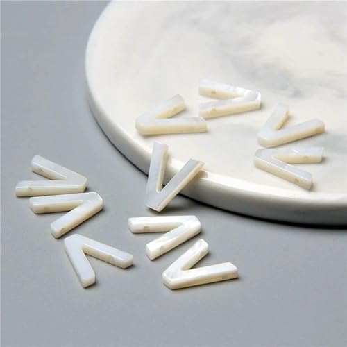 Natürlicher 26 Großbuchstabe Weiß Perlmutt Muschel Muschel Perlen Anhänger für Schmuckherstellung Halskette Dekor Accessoire Großhandel-V (11X12MM)-5PCS von HDJSDB