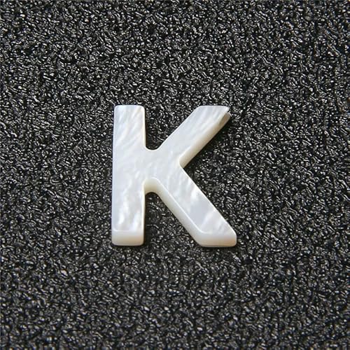 Natürlicher Buchstabe Perlmutt Muschel Perle 26 Großbuchstabe Weiß Gebohrt Muschel Schmuck Zubehör Für Armband Halskette DIY-K(9X12mm)-10 Stück von HDJSDB