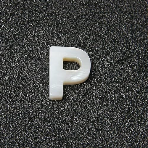 Natürlicher Buchstabe Perlmutt Muschel Perle 26 Großbuchstabe Weiß Gebohrt Muschel Schmuck Zubehör Für Armband Halskette DIY-P (8X12mm)-10 Stück von HDJSDB