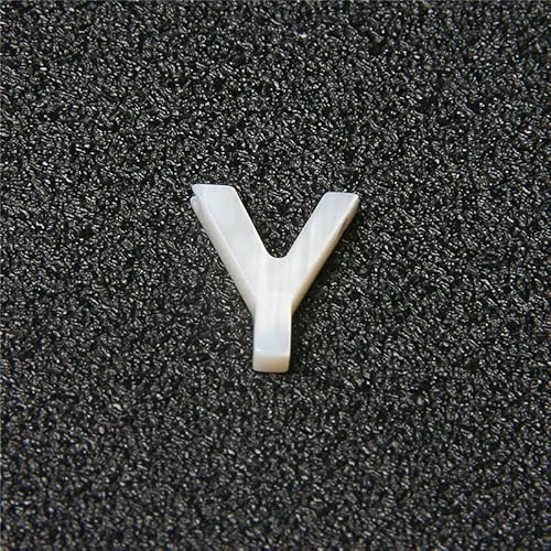 Natürlicher Buchstabe Perlmutt Muschel Perle 26 Großbuchstabe Weiß Gebohrt Muschel Schmuck Zubehör Für Armband Halskette DIY-Y (10X11mm)-5 Stück von HDJSDB
