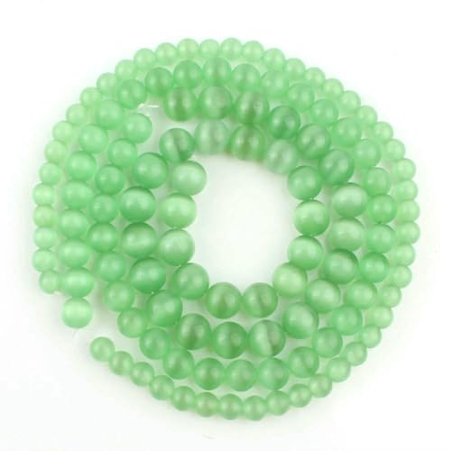 Natürlicher Opalstein, mehrfarbig, Katzenauge, runde, lose Perlen für die Herstellung von Schmuck, Armbänder, Zubehör, 38,1 cm, Auswahlgröße 4, 6, 8, 10, 12 mm, Hellgrün, 8 mm (ca. 46 Stück) von HDJSDB