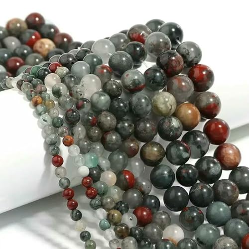 Naturstein, 4–10 mm, Amethyst, Tigerauge, Fluorit, Achat, vulkanische runde, lose Perlen, DIY-Armband, Schmuckzubehör, afrikanischer Blutstein, 8 mm, 45 Stück Naturstein, 4–10 mm, Amethyst, Tigerauge, Fluorit, Achat, vulkanische runde, lose Perlen, DIY-Armband, Schmuckzubehör, afrikanischer Blutstein, 8 mm, 45 Stück von HDJSDB