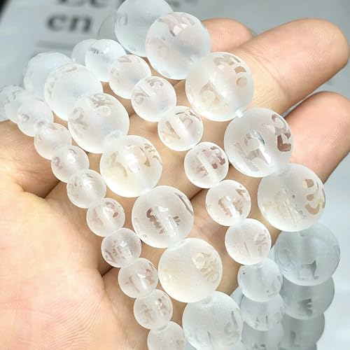 Naturstein, facettierte weiße, klare Quarzkristalle, Glas, runde, lose Perlen zur Schmuckherstellung, DIY-Armband, Halskette, 4/6/8/10/12 mm, Stil 2, 10 mm, 34–36 Stück von HDJSDB