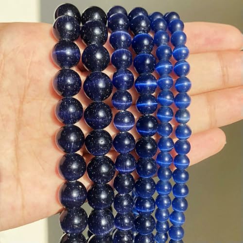 Naturstein, rosa-weißer Mondstein, Katzenaugen-Perlen zur Schmuckherstellung, glatte, lose Abstandsperlen, Opal, DIY-Charm-Armbänder, Halsketten – violettblau – 4,0 mm, 91 Perlen von HDJSDB