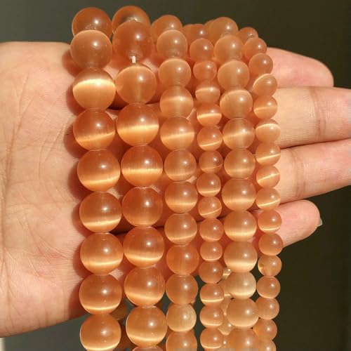 Naturstein, rosa-weißer Mondstein, Katzenaugenperlen zur Schmuckherstellung, glatter, loser Abstandshalter, Opal, DIY-Charm-Armbänder, Halsketten, hellorange, 8 mm, 46 Stück Perlen Naturstein, rosa-weißer Mondstein, Katzenaugenperlen zur Schmuckherstellung, glatter, loser Abstandshalter, Opal, DIY-Charm-Armbänder, Halsketten, hellorange, 8 mm, 46 Stück Perlen von HDJSDB