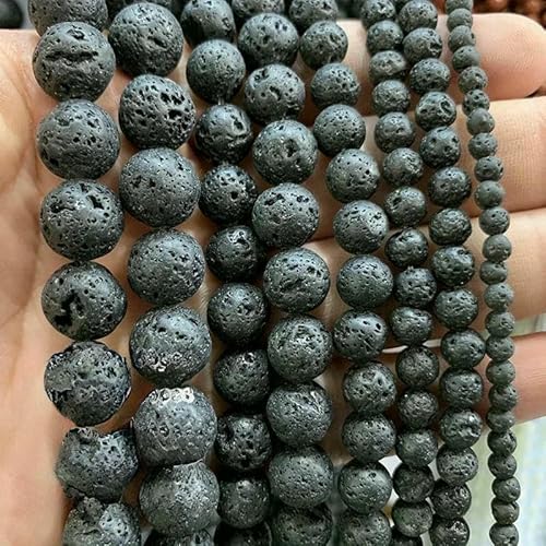 Naturstein, schwarze vulkanische Lava, Zylinderräder, quadratische, runde Perlen zur Schmuckherstellung, DIY-Armbandzubehör, 2–13,0 mm – 10 mm, Typ 16 von HDJSDB
