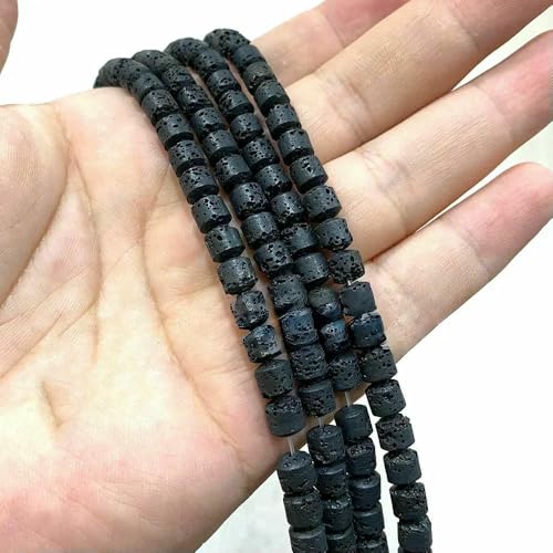 Naturstein, schwarze vulkanische Lava, Zylinderräder, quadratische und runde Perlen zur Schmuckherstellung, DIY-Armbandzubehör, 2–13,0 mm, 6 x 6 mm, Typ 9 von HDJSDB