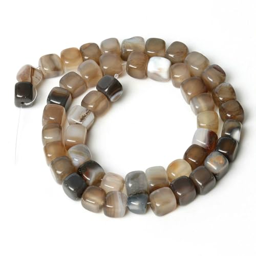 Naturstein-Achat, Jade, Würfel, quadratische Perle, 8 mm, lose Abstandsperlen für die Schmuckherstellung, DIY-Charms, Armbänder, Halsketten, Perlenarbeiten, 15 Zoll, Streifenachat, 2– von HDJSDB