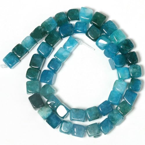Naturstein-Achat-Jade-Würfel, quadratische Perle, 8 mm, lose Abstandsperlen für die Schmuckherstellung, DIY-Charms, Armbänder, Halsketten, Perlenarbeiten, 15 Zoll, Apatit-Jade, 8 mm, c von HDJSDB