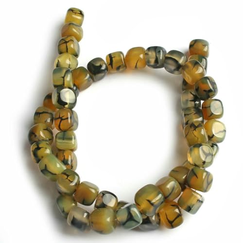 Naturstein-Achat-Jade-Würfel, quadratische Perle, 8 mm, lose Abstandsperlen für die Schmuckherstellung, DIY-Charms, Armbänder, Halsketten, Perlenarbeiten, 15 Zoll, Drachenachat 2–8 mm von HDJSDB