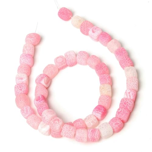 Naturstein-Achat-Jade-Würfel, quadratische Perle, 8 mm, lose Abstandsperlen für die Schmuckherstellung, DIY-Charms, Armbänder, Halsketten, Perlenarbeiten, 15 Zoll, Frostachat 5–8 mm, von HDJSDB