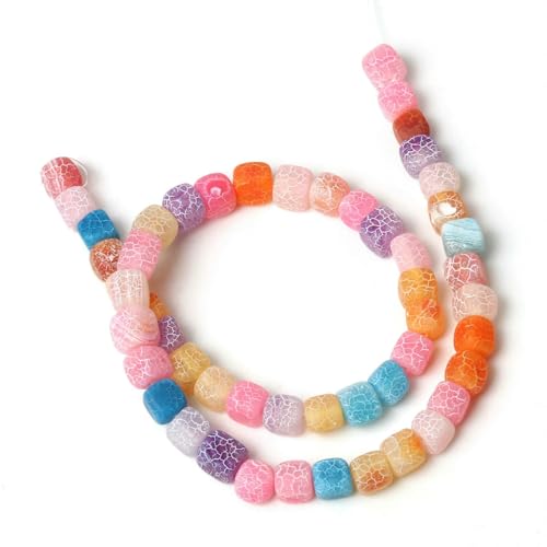 Naturstein-Achat-Jade-Würfel, quadratische Perle, 8 mm, lose Abstandsperlen für die Schmuckherstellung, DIY-Charms, Armbänder, Halsketten, Perlenarbeiten, 15 Zoll, Frostachat 7–8 mm, von HDJSDB