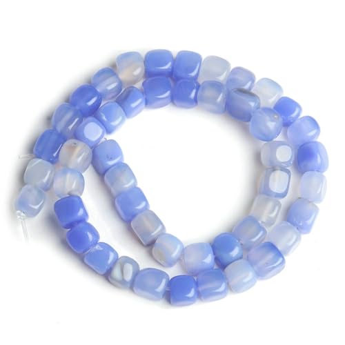 Naturstein-Achat-Jade-Würfel, quadratische Perle, 8 mm, lose Abstandsperlen für die Schmuckherstellung, DIY-Charms, Armbänder, Halsketten, Perlenarbeiten, 15 Zoll, Streifenachat, 8–8 von HDJSDB