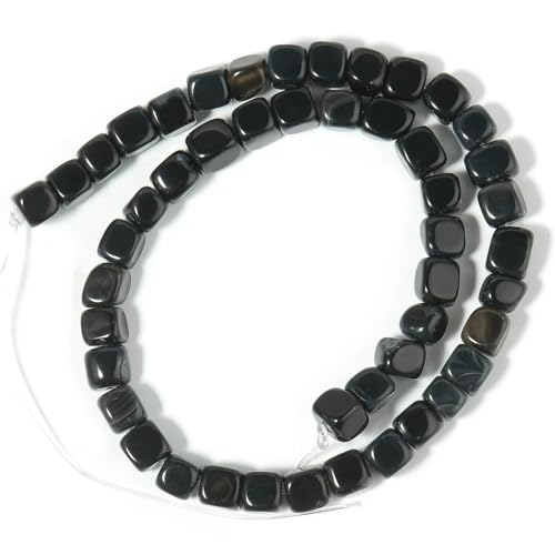 Naturstein-Achat-Jade-Würfel, quadratische Perle, 8 mm, lose Abstandsperlen für die Schmuckherstellung, DIY-Charms, Armbänder, Halsketten, Perlenarbeiten, 15 Zoll, Streifenachat 10–8 von HDJSDB