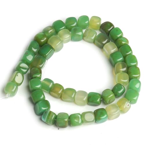 Naturstein-Achat-Jade-Würfel, quadratische Perle, 8 mm, lose Abstandsperlen für die Schmuckherstellung, DIY-Charms, Armbänder, Halsketten, Perlenarbeiten, 15 Zoll, Streifenachat 6–8 m von HDJSDB
