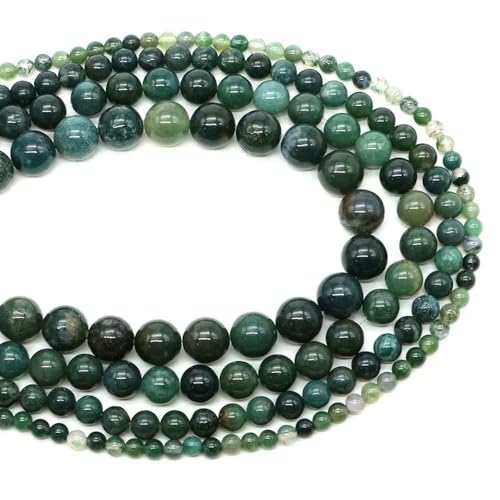 Naturstein-Aquamarin-Amethyst-Perlen, rund, lose Abstandshalter, Kristall-Edelsteine, für Schmuckherstellung, DIY-Armband, Halskette, 4/6/8/10 mm, grüner Moosachat, 8 mm, 45–48 Stück Naturstein-Aquamarin-Amethyst-Perlen, rund, lose Abstandshalter, Kristall-Edelsteine, für Schmuckherstellung, DIY-Armband, Halskette, 4/6/8/10 mm, grüner Moosachat, 8 mm, 45–48 Stück von HDJSDB