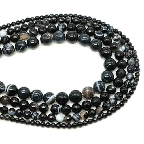 Naturstein-Aquamarin-Amethyst-Perlen, rund, lose Abstandshalter, Kristall-Edelsteine, für Schmuckherstellung, DIY-Armband, Halskette, 4/6/8/10 mm, schwarzer Streifen-Achat, 6 mm, 56–65 Stück Naturstein-Aquamarin-Amethyst-Perlen, rund, lose Abstandshalter, Kristall-Edelsteine, für Schmuckherstellung, DIY-Armband, Halskette, 4/6/8/10 mm, schwarzer Streifen-Achat, 6 mm, 56–65 Stück von HDJSDB