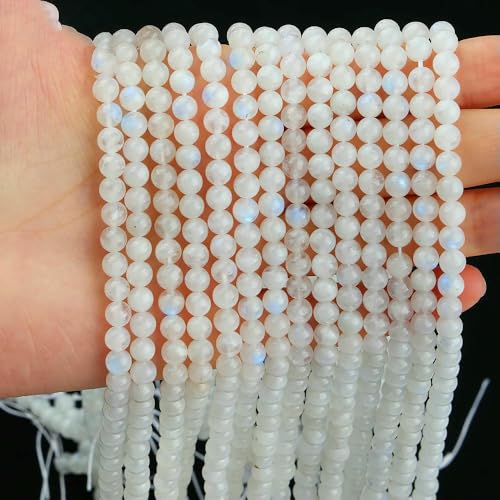 Naturstein Blauer Mondstein Lose Perlen 6mm für Schmuckherstellung Armbänder Halskette Handarbeit Basteln DIY Zubehör-Mondstein (D3-11)-6-6,5mm-1 Strang von HDJSDB