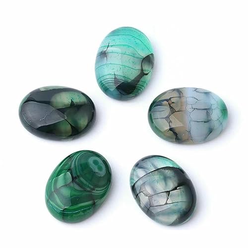 Naturstein Grüne Drachenader Achate Cabochon Perlen für handgefertigten Schmuck Herstellung Handarbeiten 30x40/22x30/18x25/15x20mm F840-15x20mm von HDJSDB