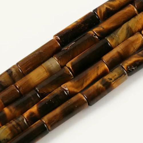 Naturstein-Röhrenperlen, Achate, Howlith, lose Abstandshalter für Schmuckherstellung, DIY-Armband, zylindrische Perlen, Zubehör, 4 x 13,0 mm, Tigerauge Naturstein-Röhrenperlen, Achate, Howlith, lose Abstandshalter für Schmuckherstellung, DIY-Armband, zylindrische Perlen, Zubehör, 4 x 13,0 mm, Tigerauge von HDJSDB