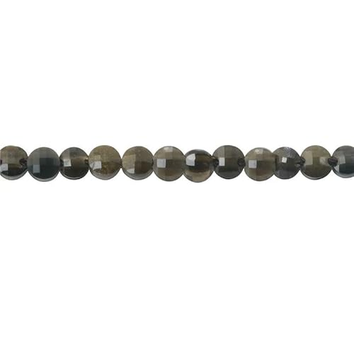 Naturstein Türkis Malachit Turmalin Amazonit facettierte flache runde Perlen Größe 2 4 6 mm für die Schmuckherstellung DIY Armband-Obsidian-4,0 mm 95 Stück von HDJSDB