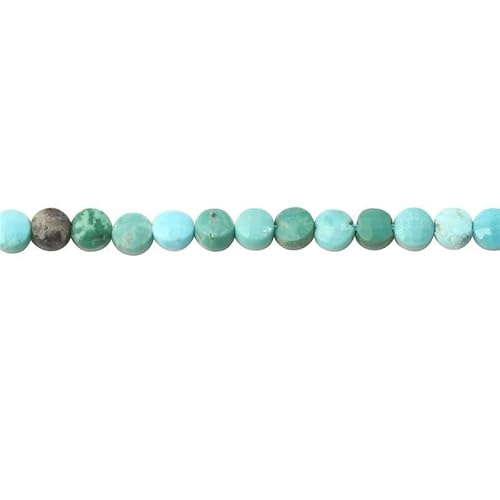 Naturstein Türkis Malachit Turmalin Amazonit facettierte flache runde Perlen Größe 2 4 6 mm für die Schmuckherstellung DIY Armband-Türkis-4,0 mm 95 Stück von HDJSDB