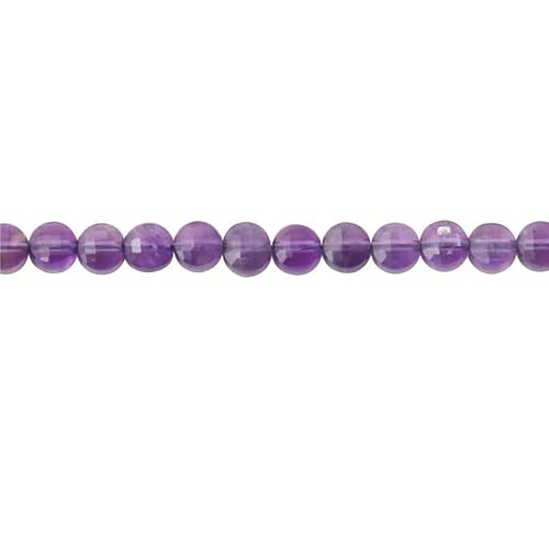 Naturstein Türkis Malachit Turmalin Amazonit facettierte flache runde Perlen Größe 2 4 6 mm zur Schmuckherstellung DIY Armband-Amethyst-6 mm 68 Stück von HDJSDB