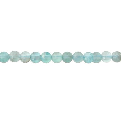 Naturstein Türkis Malachit Turmalin Amazonit facettierte flache runde Perlen Größe 2 4 6 mm zur Schmuckherstellung DIY Armband-Aquamarin-6 mm 68 Stück von HDJSDB
