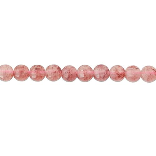 Naturstein Türkis Malachit Turmalin Amazonit facettierte flache runde Perlen Größe 2 4 6 mm zur Schmuckherstellung DIY Armband-Erdbeerquarz-6 mm 68 Stück von HDJSDB