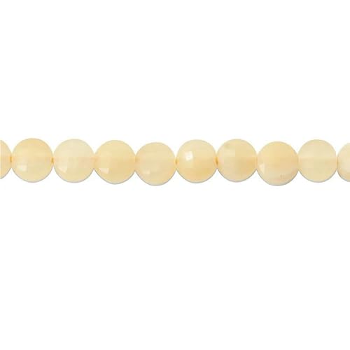 Naturstein Türkis Malachit Turmalin Amazonit facettierte flache runde Perlen Größe 2 4 6 mm zur Schmuckherstellung DIY Armband-Gelbe Jade-6 mm 68 Stück von HDJSDB