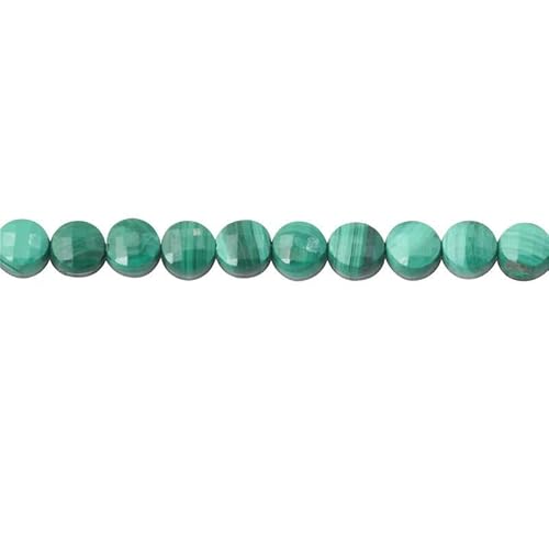 Naturstein Türkis Malachit Turmalin Amazonit facettierte flache runde Perlen Größe 2 4 6 mm zur Schmuckherstellung DIY Armband-Malachit-6 mm 68 Stück von HDJSDB