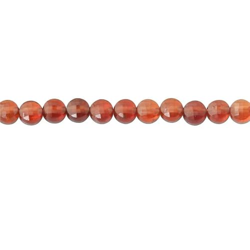 Naturstein Türkis Malachit Turmalin Amazonit facettierte flache runde Perlen Größe 2 4 6 mm zur Schmuckherstellung DIY Armband-Orange Granat-6 mm 68 Stück von HDJSDB