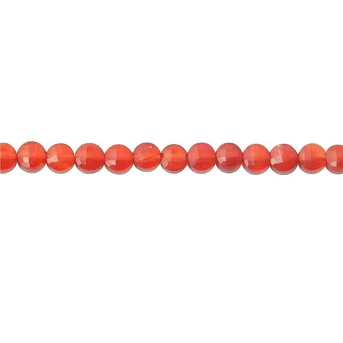 Naturstein Türkis Malachit Turmalin Amazonit facettierte flache runde Perlen Größe 2 4 6 mm zur Schmuckherstellung DIY Armband-Roter Achat-6 mm 68 Stück von HDJSDB
