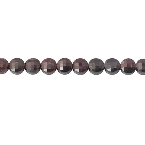Naturstein Türkis Malachit Turmalin Amazonit facettierte flache runde Perlen Größe 2 4 6 mm zur Schmuckherstellung DIY Armband-Roter Granat-6 mm 68 Stück von HDJSDB
