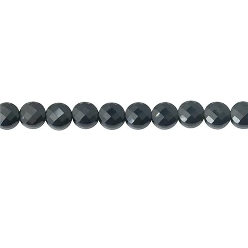 Naturstein Türkis Malachit Turmalin Amazonit facettierte flache runde Perlen Größe 2 4 6 mm zur Schmuckherstellung DIY Armband-Schwarzer Achat-6 mm 68 Stück von HDJSDB