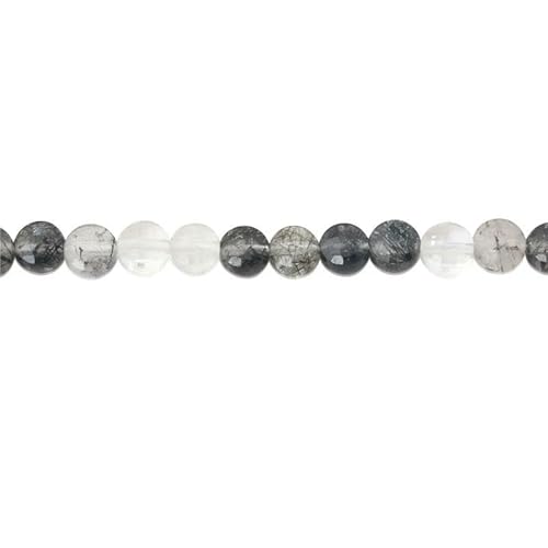 Naturstein Türkis Malachit Turmalin Amazonit facettierte flache runde Perlen Größe 2 4 6 mm zur Schmuckherstellung DIY Armband-Schwarzquarz-6 mm 68 Stück von HDJSDB