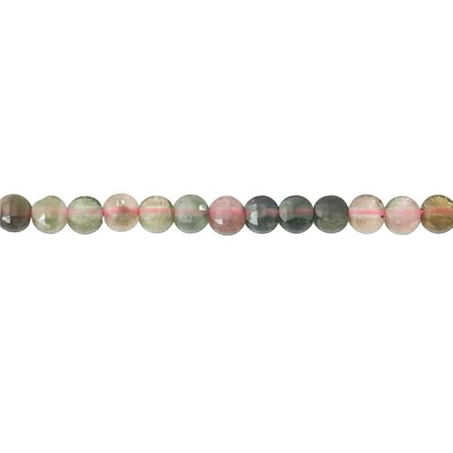 Naturstein Türkis Malachit Turmalin Amazonit facettierte flache runde Perlen Größe 2 4 6 mm zur Schmuckherstellung DIY Armband-Turmalin B-6 mm 68 Stück von HDJSDB