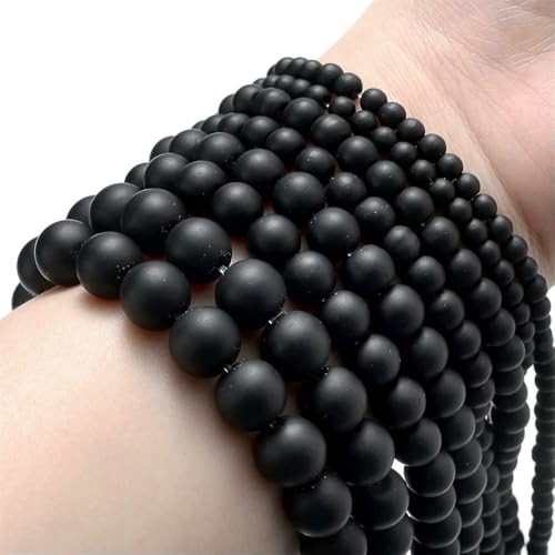 Natursteinperle, farbig, Morganit, Aquamarin, Tigerauge, Achate, Lavaquarz, Jaspis, runde Großperle für Schmuck, Armbänder, 4–12 mm, schwarzer matter Stein, 6 mm, 59 bis 61 Stück Natursteinperle, farbig, Morganit, Aquamarin, Tigerauge, Achate, Lavaquarz, Jaspis, runde Großperle für Schmuck, Armbänder, 4–12 mm, schwarzer matter Stein, 6 mm, 59 bis 61 Stück von HDJSDB