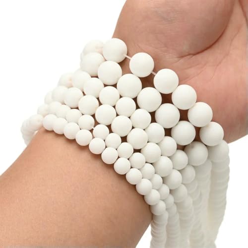 Natursteinperle, farbig, Morganit, Aquamarin, Tigerauge, Achate, Lavaquarz, Jaspis, runde Perlen in Großpackung für Schmuck, Armbänder, 4–12 mm, weiß gefrosteter Stein, 6 mm, 59 bis 61 Stück Natursteinperle, farbig, Morganit, Aquamarin, Tigerauge, Achate, Lavaquarz, Jaspis, runde Perlen in Großpackung für Schmuck, Armbänder, 4–12 mm, weiß gefrosteter Stein, 6 mm, 59 bis 61 Stück von HDJSDB