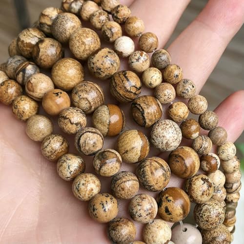 Natursteinperlen, 4, 6, 8, 10 mm, Türkis, Lava, Amazonit, Achate, Amethyste, runde Perlen zur Schmuckherstellung, DIY, handgefertigtes Armband, Bildjaspis, ca. 8 mm, 46 Stück Natursteinperlen, 4, 6, 8, 10 mm, Türkis, Lava, Amazonit, Achate, Amethyste, runde Perlen zur Schmuckherstellung, DIY, handgefertigtes Armband, Bildjaspis, ca. 8 mm, 46 Stück von HDJSDB