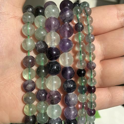 Natursteinperlen, 4, 6, 8, 10 mm, Turuoqises, Lava, Amazonit, Achate, Amethyste, runde Perlen zur Schmuckherstellung, DIY, handgefertigtes Armband, bunter Fluorit, ca. 4,0 mm, 91 Stück Natursteinperlen, 4, 6, 8, 10 mm, Turuoqises, Lava, Amazonit, Achate, Amethyste, runde Perlen zur Schmuckherstellung, DIY, handgefertigtes Armband, bunter Fluorit, ca. 4,0 mm, 91 Stück von HDJSDB