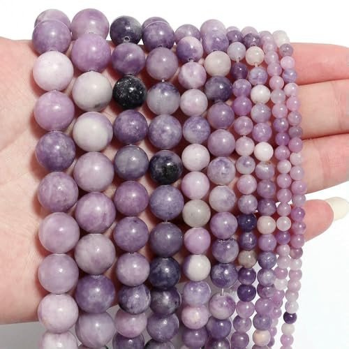Natursteinperlen, Lava, Tigerauge, Turmalin, Amazonit, Achate, Jaspis, Rosenquarz, Perlen zum Basteln, Herstellen von DIY-Armbändern und Halsketten, Lila, 12 mm von HDJSDB