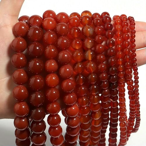 Natursteinperlen, Lava, Tigerauge, Turmalin, Amazonit, Achate, Jaspis, Rosenquarzperlen zum Basteln, Herstellen von DIY-Armbändern und Halsketten – Roter Achat – 4,0 mm Natursteinperlen, Lava, Tigerauge, Turmalin, Amazonit, Achate, Jaspis, Rosenquarzperlen zum Basteln, Herstellen von DIY-Armbändern und Halsketten – Roter Achat – 4,0 mm von HDJSDB