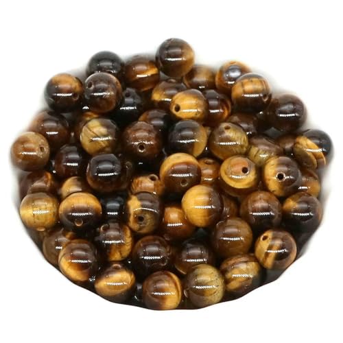 Natursteinperlen zur Schmuckherstellung, Tigerauge, Amethyst, Reiki-Quarz, Heilkristall, lose Abstandshalter, Charms, DIY-Armband, Halskette, Tigerauge, 10 mm, 20 Stück von HDJSDB