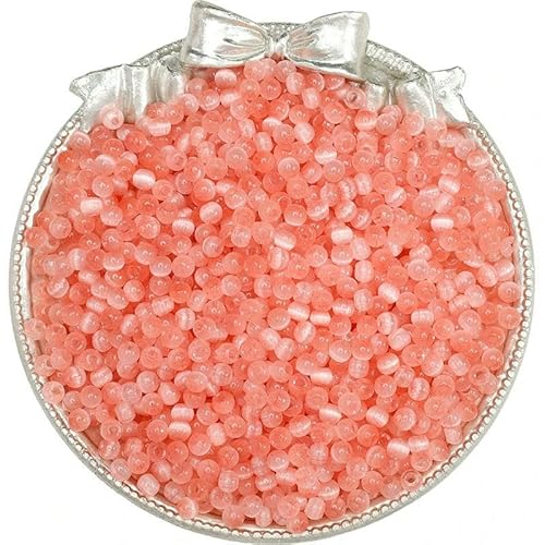 Neu 10 g 150 Stück 4,0 mm Glas Rocailles Perlen Superior Katzenauge Perlen 1 mm Loch für Schmuckherstellung DIY Armband Halskette Handwerk Farbe Perle-Pfirsich von HDJSDB