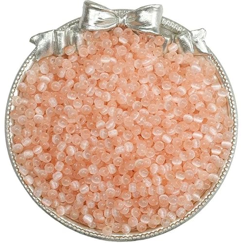 Neu 10g 150 Stück 4,0mm Glas Rocailles Perlen Überlegene Katzenaugenperlen 1mm Loch Für Schmuckherstellung DIY Armband Halskette Handwerk Farbe Perle-Nude von HDJSDB
