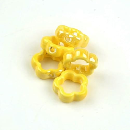 Neue 15 mm hohle fünfblättrige Blume, mehrfarbige Keramikperlen zur Schmuckherstellung, handgefertigtes Porzellanperlenarmband, Anhänger-TC181-04-5 Stück von HDJSDB