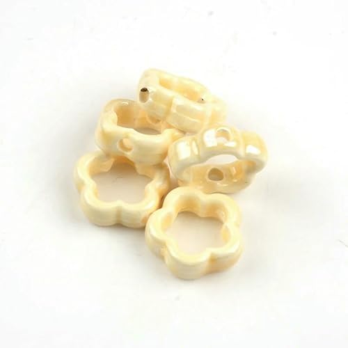 Neue 15 mm hohle fünfblättrige Blume, mehrfarbige Keramikperlen zur Schmuckherstellung, handgefertigtes Porzellanperlenarmband, Anhänger-TC181-07-5 Stück von HDJSDB