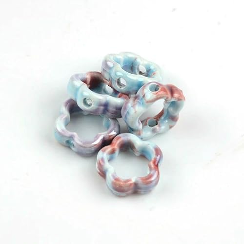 Neue 15 mm hohle fünfblättrige Blume, mehrfarbige Keramikperlen zur Schmuckherstellung, handgefertigtes Porzellanperlenarmband, Anhänger-TC181-12-10 Stück Neue 15 mm hohle fünfblättrige Blume, mehrfarbige Keramikperlen zur Schmuckherstellung, handgefertigtes Porzellanperlenarmband, Anhänger-TC181-12-10 Stück von HDJSDB
