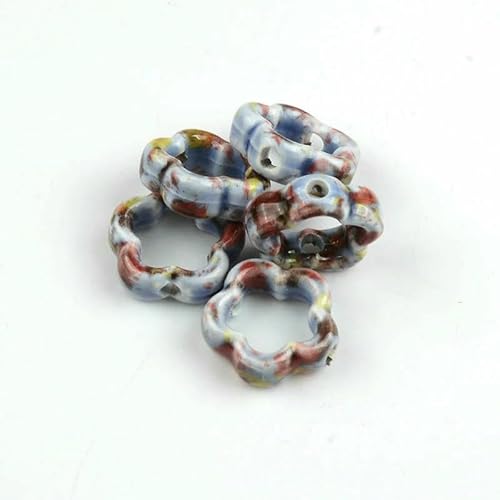 Neue 15 mm hohle fünfblättrige Blume, mehrfarbige Keramikperlen zur Schmuckherstellung, handgefertigtes Porzellanperlenarmband, Anhänger-TC181-21-10 Stück Neue 15 mm hohle fünfblättrige Blume, mehrfarbige Keramikperlen zur Schmuckherstellung, handgefertigtes Porzellanperlenarmband, Anhänger-TC181-21-10 Stück von HDJSDB